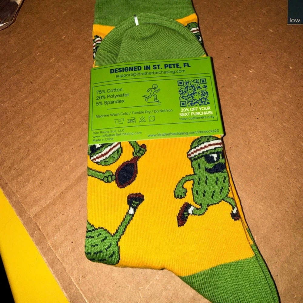 I'd Rather Be Chasing Balls Socks Men OSFM NEW Funny Pickle Graphic Yellow